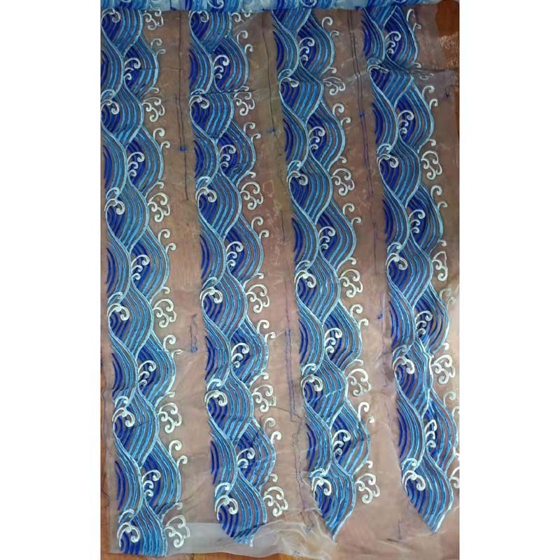 青花瓷透明欧纱长条花边刺绣网纱机绣绣片服装辅料 - 图1