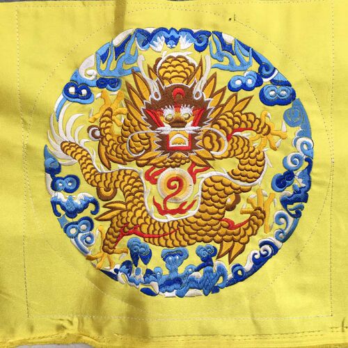 金黄色龙图腾刺绣文玩朝服绣片皇帝龙袍布贴补子 - 图1