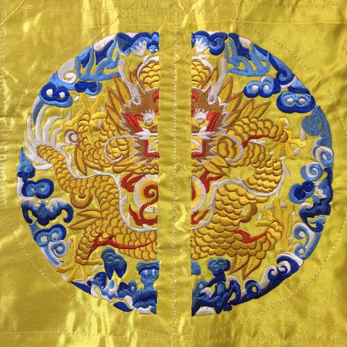 金黄色龙图腾刺绣文玩朝服绣片皇帝龙袍布贴补子 - 图0