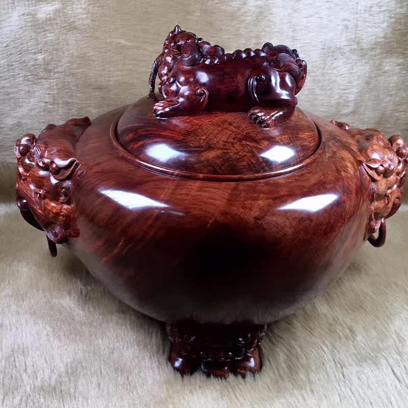 海南黄花梨聚宝盆老料花海黄紫油梨 大檀摆件