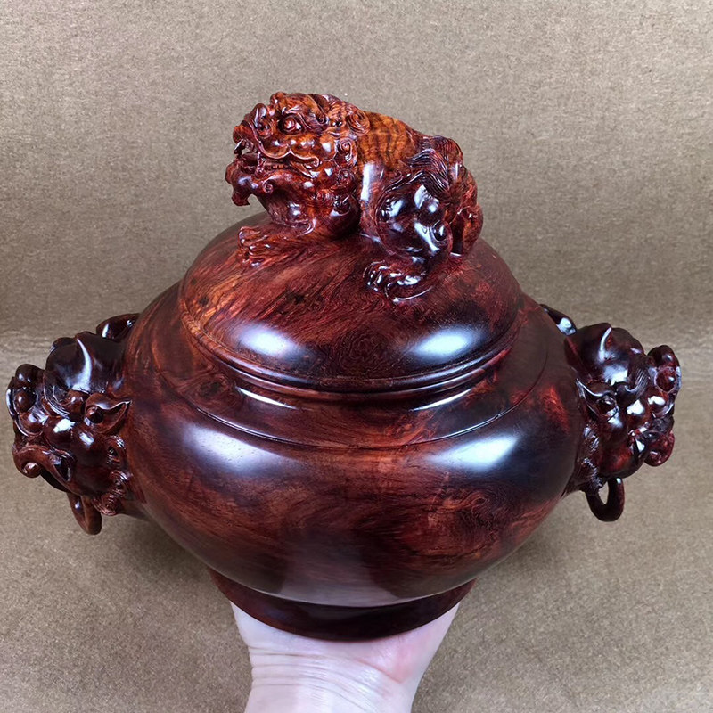 海南黄花梨聚宝盆老料花海黄紫油梨 大檀摆件