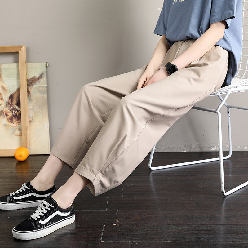 休闲阔腿裤高腰垂感春秋季直筒裤子 三亲休闲裤