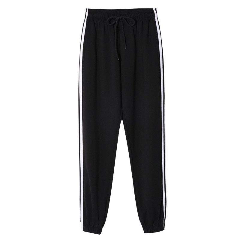 冰丝宽松束脚夏薄款胖mm高腰运动裤 三亲休闲裤