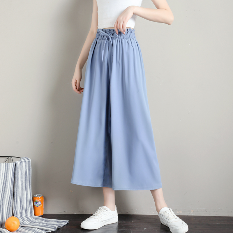 七分阔腿裤夏薄款垂感宽松休闲裤子 三亲休闲裤