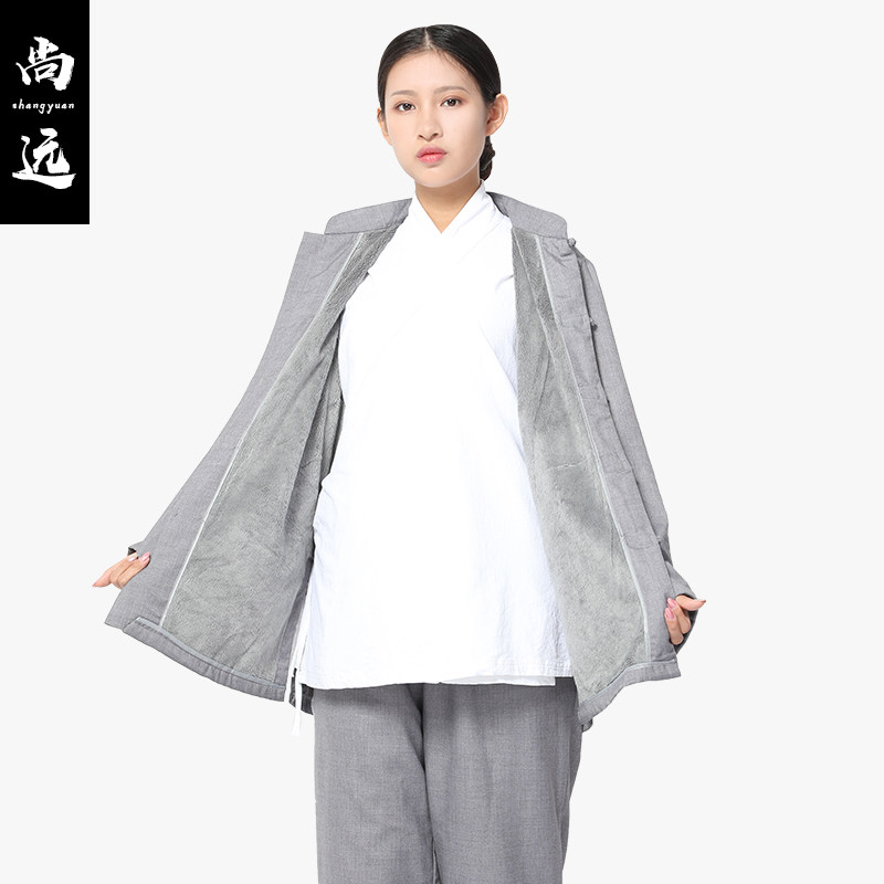 尚远冬季居士服套装内里加绒汉服 尚远民族服装