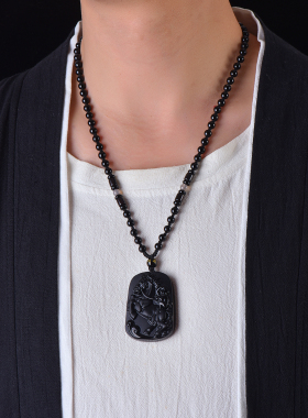 本命年黑曜石马上封侯吊坠