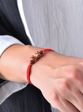 桃木十二生肖红绳手链