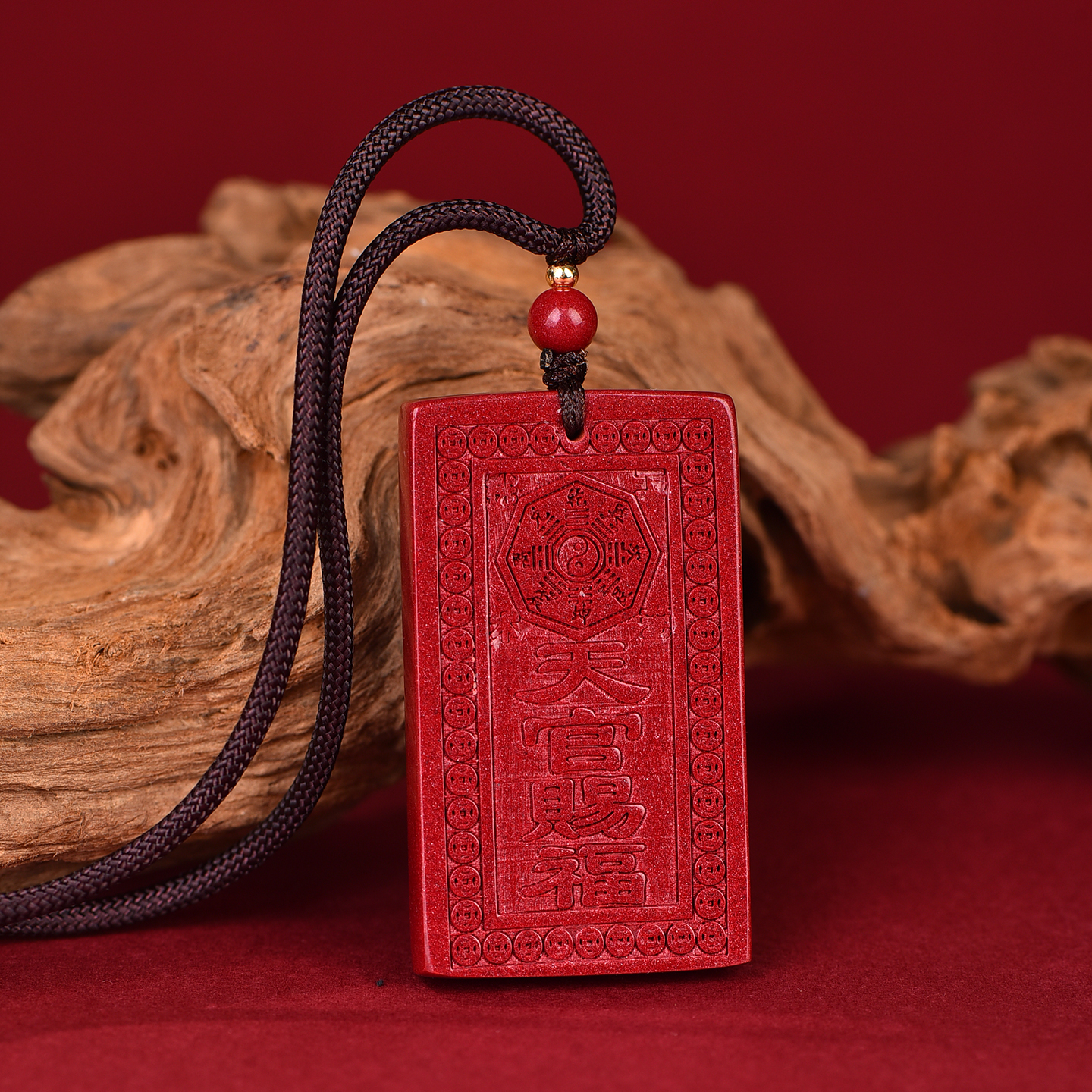 朱砂天官赐福挂件平安无事牌吊坠紫气东来正品官方旗舰店福牌男士 - 图2