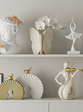 轻奢高档电视柜壁龛摆件