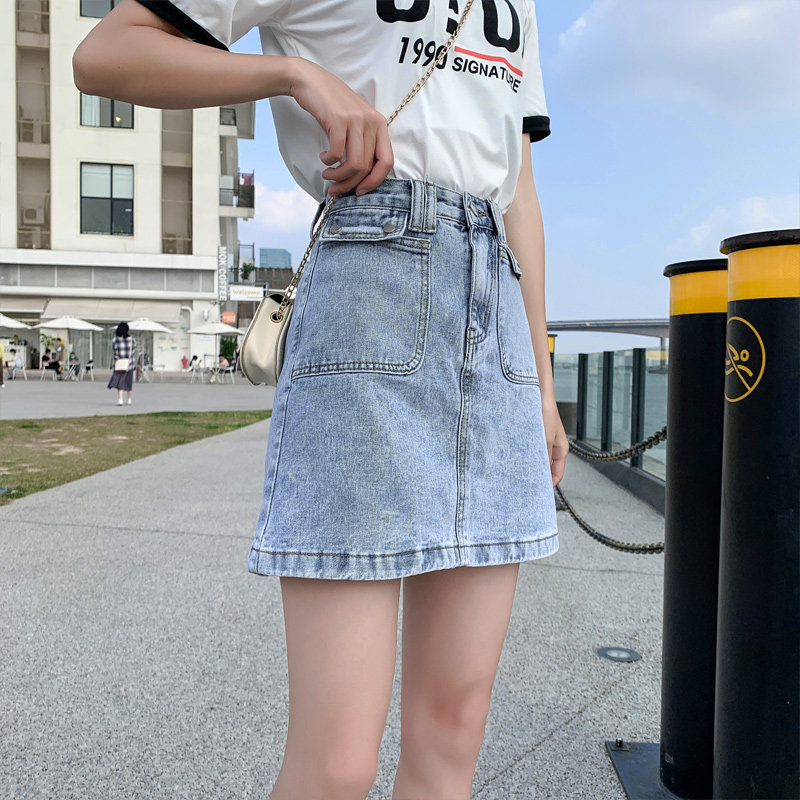 显瘦高腰2022夏季新款牛仔半身裙 米婉萌半身裙