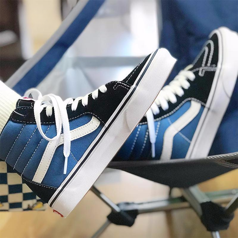 VANS SK8-HI 高帮经典款海军蓝男女休闲帆布鞋滑板鞋VN000D5INVY - 图1