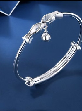 年年有余银手镯女款复古锦鲤镯子