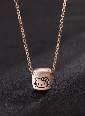 925纯银hello kitty项链哈喽KT凯蒂猫hallo吊坠女生闺蜜生日礼物