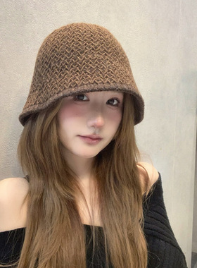 复古针织渔夫帽女秋冬2026新款保暖百搭显脸小盆帽韩版水桶帽女帽