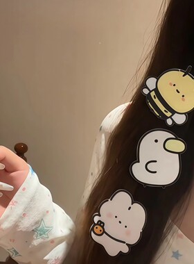 超可爱兔鸭魔术贴刘海侧边夹