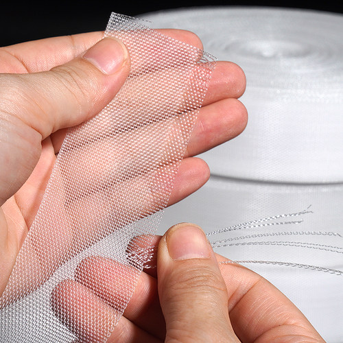 硬款超密鱼骨刺卷边条服装辅料真丝雪纺婚纱下摆鱼刺卷边衬马尾衬 - 图0