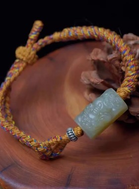 和田玉925银貔貅如意回纹手绳