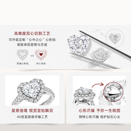 [520礼物][世界冠军王昶求婚同款]DR求婚钻戒围镶心形克拉WJ0339 - 图1