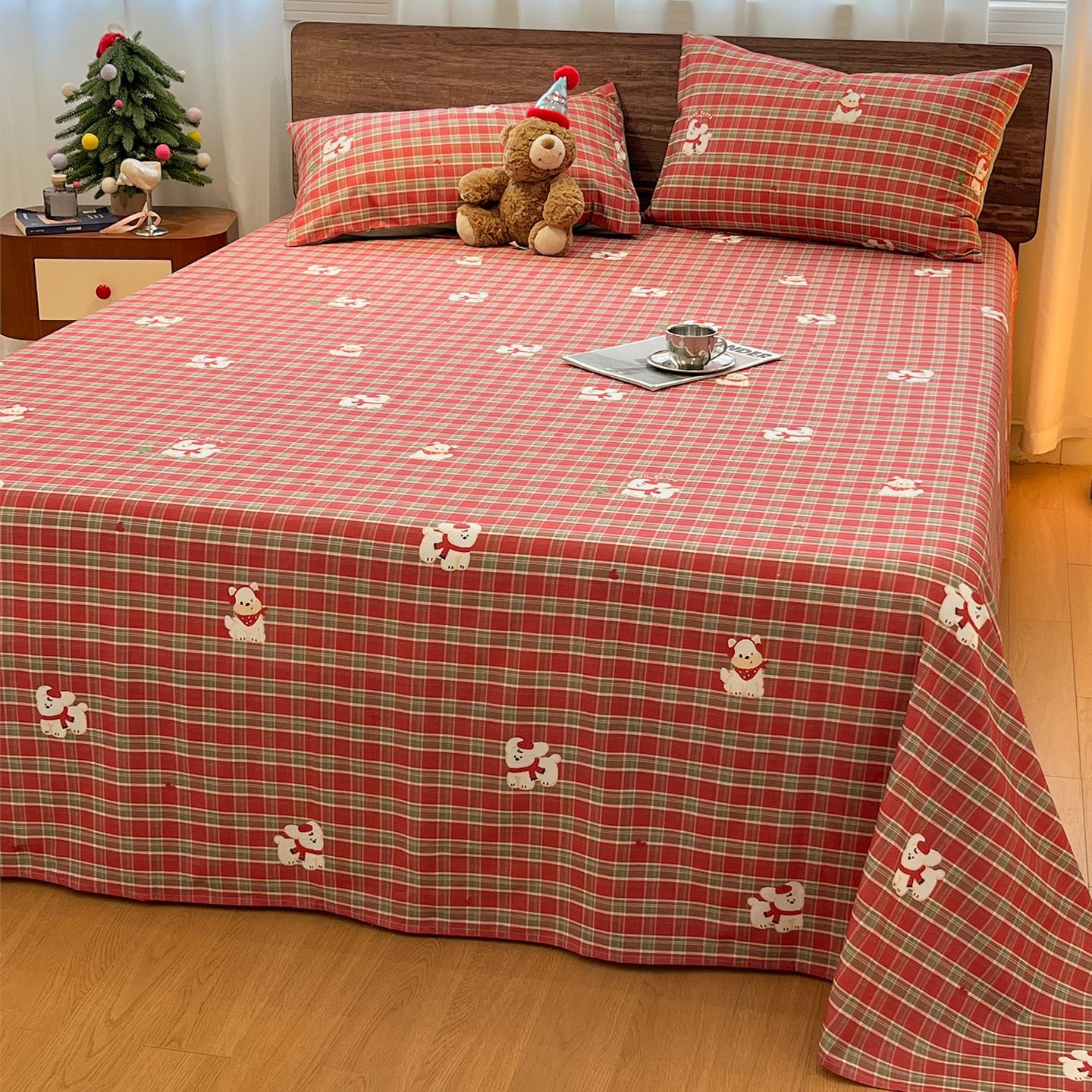 加厚磨毛床单单件纯棉100全棉老粗布被单2025新款四季通用三件套 - 图1