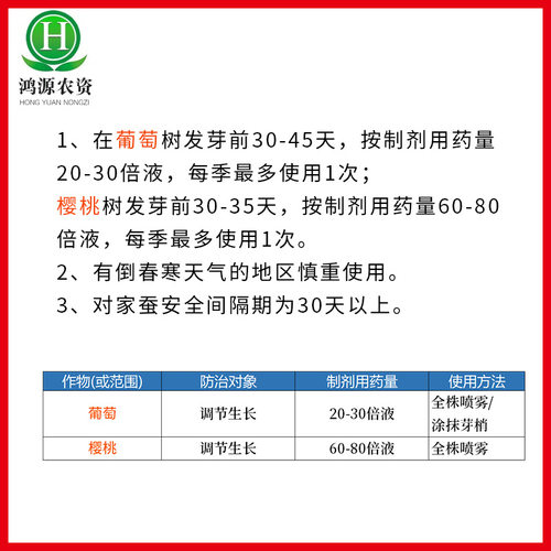 优美芽50%单氰胺葡萄樱桃猕猴桃油桃破眠剂催芽剂植物生长调节剂 - 图1