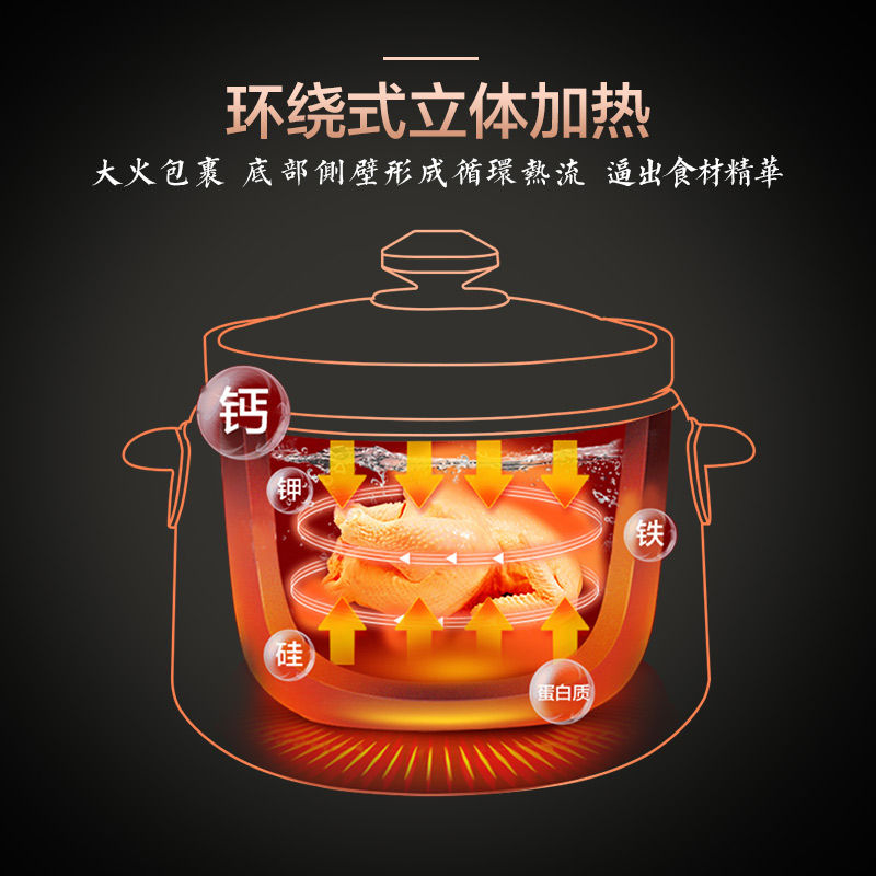 苏泊尔海淮专卖店苏泊尔电炖锅陶瓷家用煲汤粥锅全自动煮粥神器智能炖盅养生电砂锅2