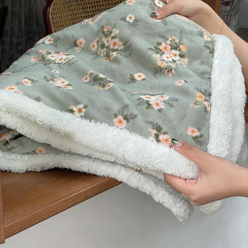 小清新风牛奶绒毛毯办公室披肩沙发盖毯羊羔珊瑚绒宿舍午睡小毯子