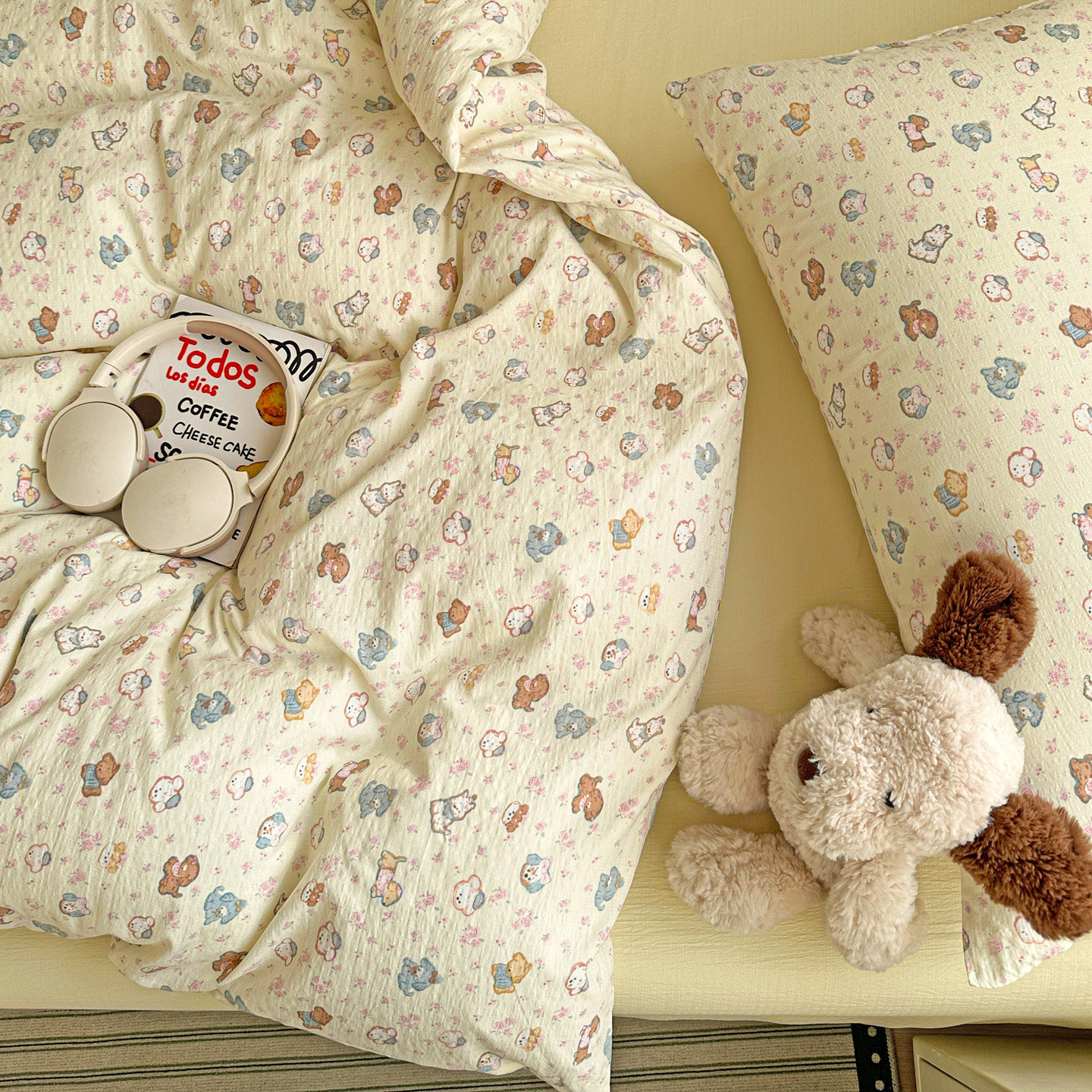 卡通萌趣双层纱床上四件套2026新款儿童床品非全棉纯棉被套床单三,淘宝优惠券,粉丝福利购,淘宝优惠卷