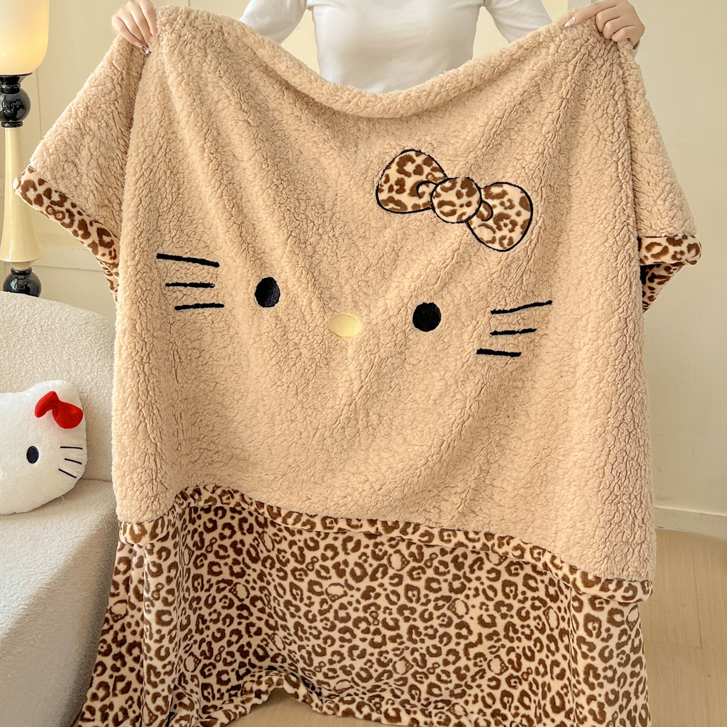 美拉德豹纹牛奶绒毛毯2025新款冬办公室午睡小毯子羊羔绒沙发盖毯