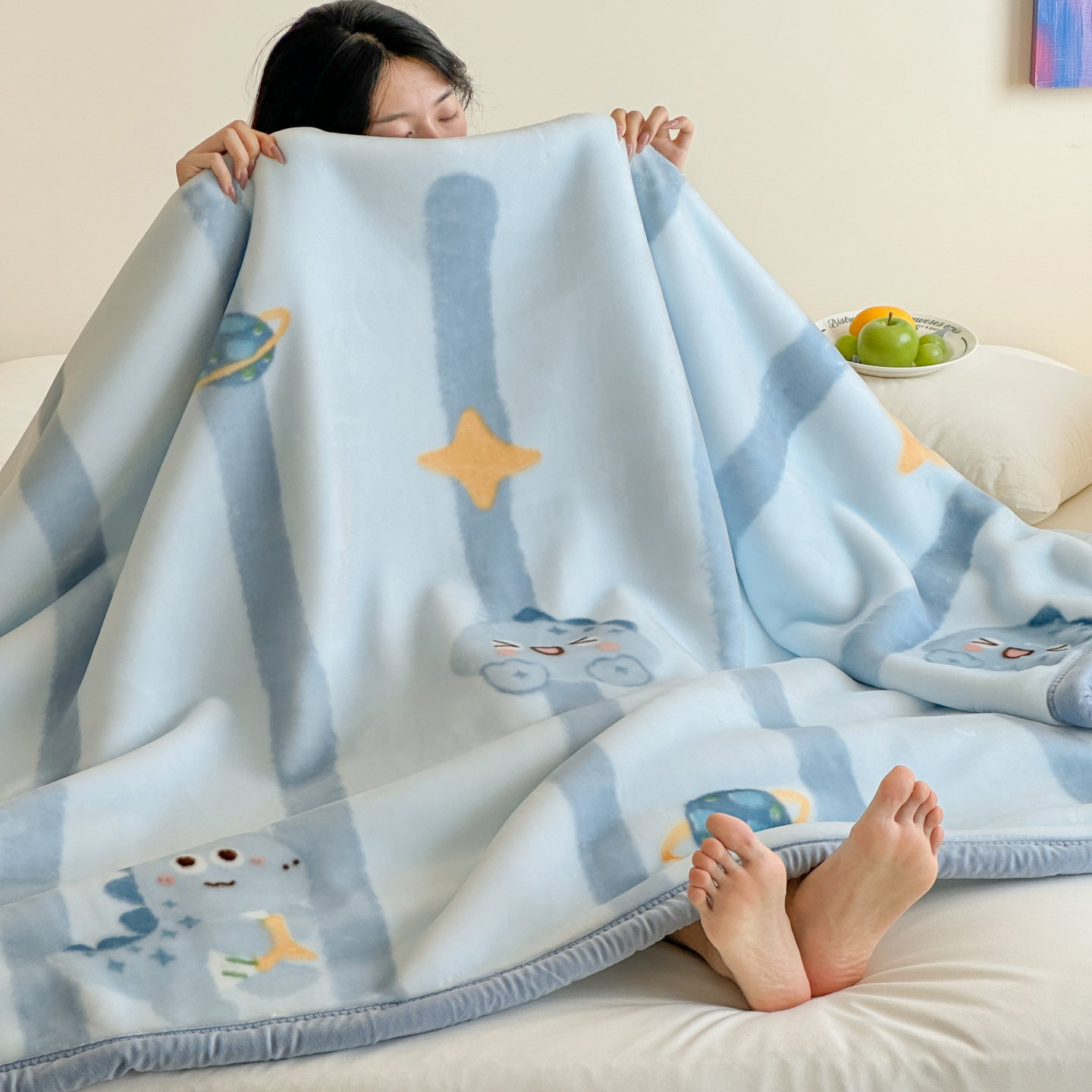 双面拉舍尔毛毯加厚保暖秋冬珊瑚法兰绒小毯子儿童卡通盖毯沙发毯
