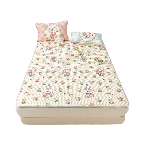 ins夏季冰丝乳胶软凉席三件套床单床笠款宿舍单人夏凉垫子可水洗 - 图0