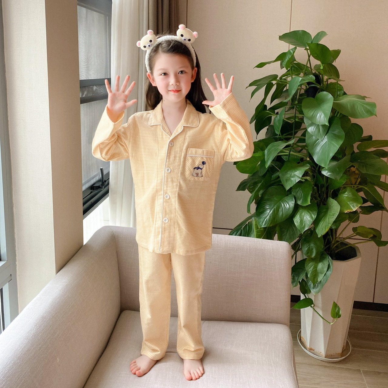 儿童纯棉睡衣100%全棉男童秋冬家居服女童春秋长袖长裤中大童开衫,淘宝优惠券,粉丝福利购,淘宝优惠卷