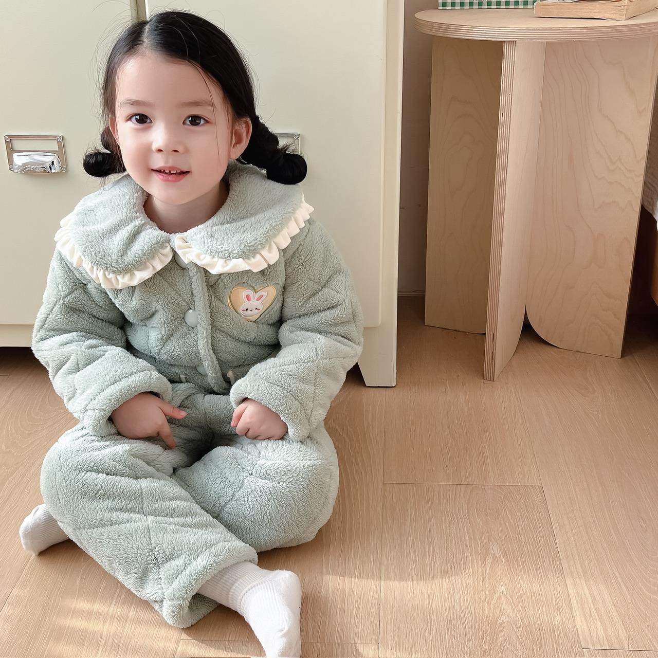 好可爱~甜美女孩暖暖绒睡衣儿童三层夹棉加厚保暖套装男童家居服,淘宝优惠券,粉丝福利购,淘宝优惠卷