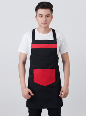 牛仔围裙挂脖男女韩版时尚居家厨房围裙咖啡厅工作服广告logo定制