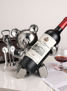 电镀银暴力熊红酒架摆件