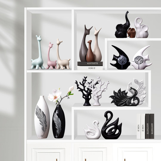 Adornos de decoración de gabinete de TV de gabinete de vino de cerámica nórdica