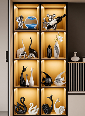 现代简约陶瓷富贵鱼装饰品摆件