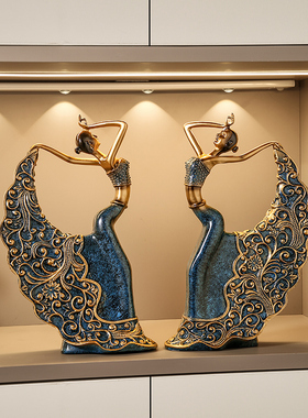 欧式民族风孔雀舞女入户玄关电视酒柜摆件家居饰品轻奢软装工艺品