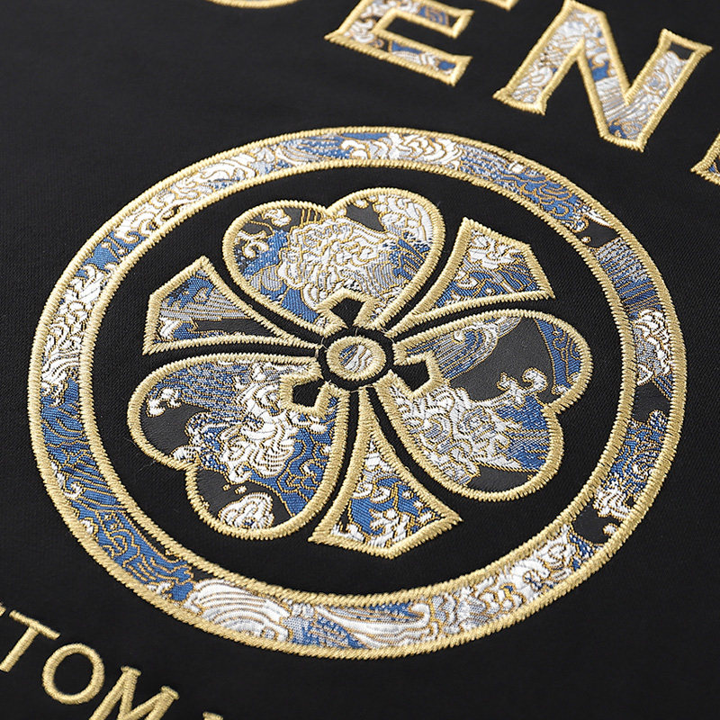 金线刺绣套头连帽加绒卫衣臂袖麒麟 ewiser一维苏卫衣