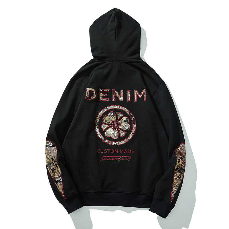 金线刺绣套头连帽加绒卫衣臂袖麒麟 ewiser一维苏卫衣