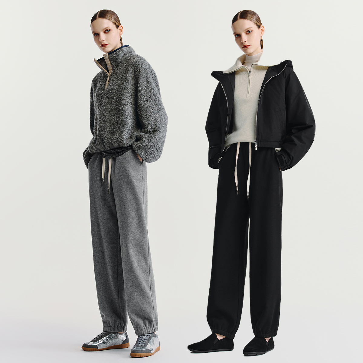 HAVVA束脚边线加绒加厚休闲卫裤抽绳松紧腰女裤子2025冬KX3-3785,淘宝优惠券,粉丝福利购,淘宝优惠卷