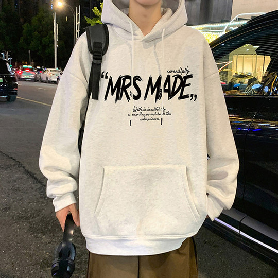 Sudadera para hombre otoño e invierno 2025 nueva chaqueta con capucha para niños de marca de moda holgada de terciopelo pesado para hombre American High Street