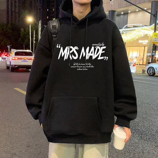 Sudadera para hombre otoño e invierno 2025 nueva chaqueta con capucha para niños de marca de moda holgada de terciopelo pesado para hombre American High Street