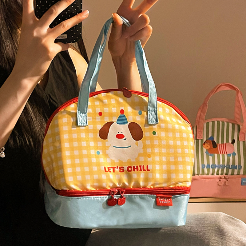 原创双层保温便当包学生上学手提午餐上班手提饭盒袋便携带饭餐包,淘宝优惠券,粉丝福利购,淘宝优惠卷