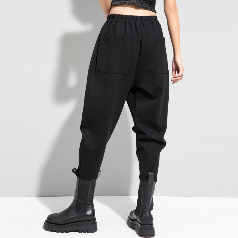 欧洲站冬季八分宽松加绒百搭哈伦裤 雅洛丝菲休闲裤