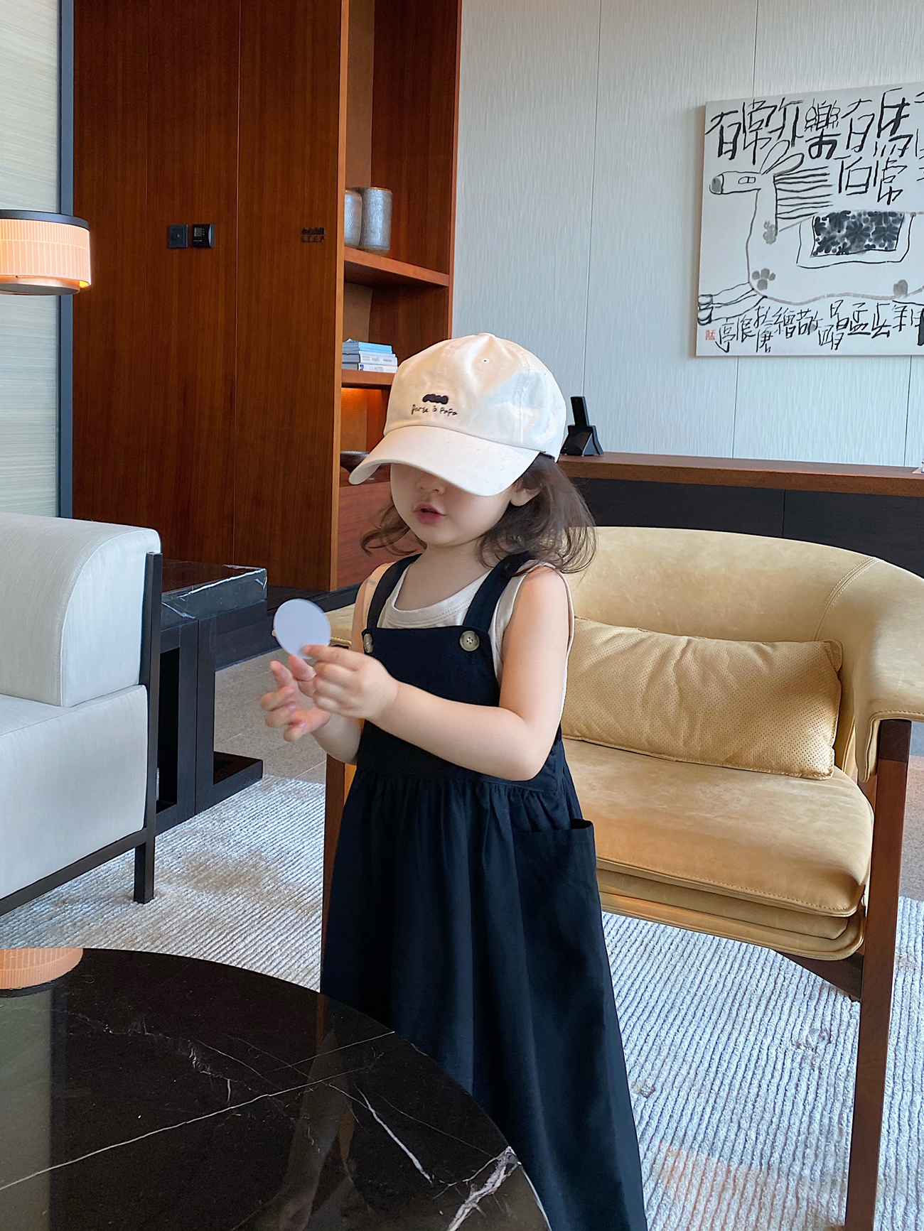 YUSONG◆2024夏装新款洋气女儿童装日系黑色吊带背带裙连衣裙长款 - 图1