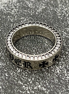 克罗泰银复古做旧！永恒戴锆戒指 个性百搭款