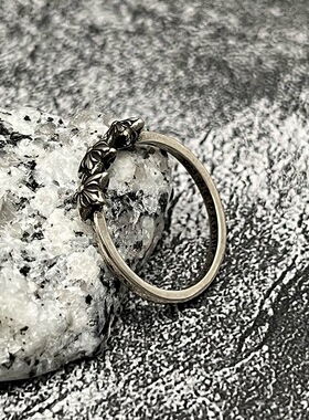 克罗泰银复古做旧！三五角星戒指 个性百搭款