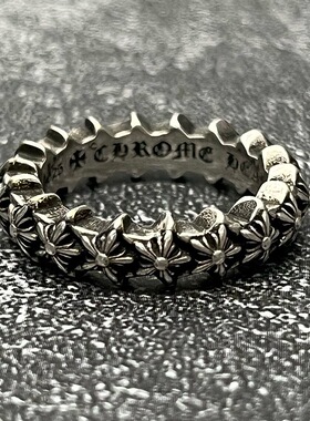 克罗泰银复古做旧！五角星圈戒戒指 个性百搭款