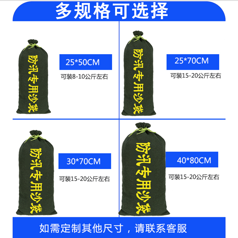 30*70物业防汛沙袋防水专用加厚消防堵水沙包防洪配重实试验沙袋 - 图2