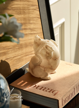 屿陌马年新作马肥家厚仿玉石唐马摆件玄关电视墙家居高级小众装饰